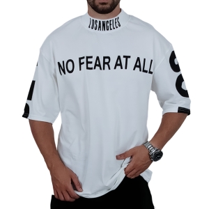 تیشرت آستین کوتاه مردانه سفید طرح LA