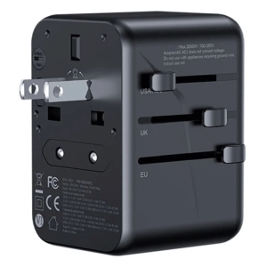  چندراهی برق و شارژر دیواری جهانی یک سوکت، سه تایپ‌سی و دو یو‌اس‌بی 65 وات یاندو مدل XDCH-072 