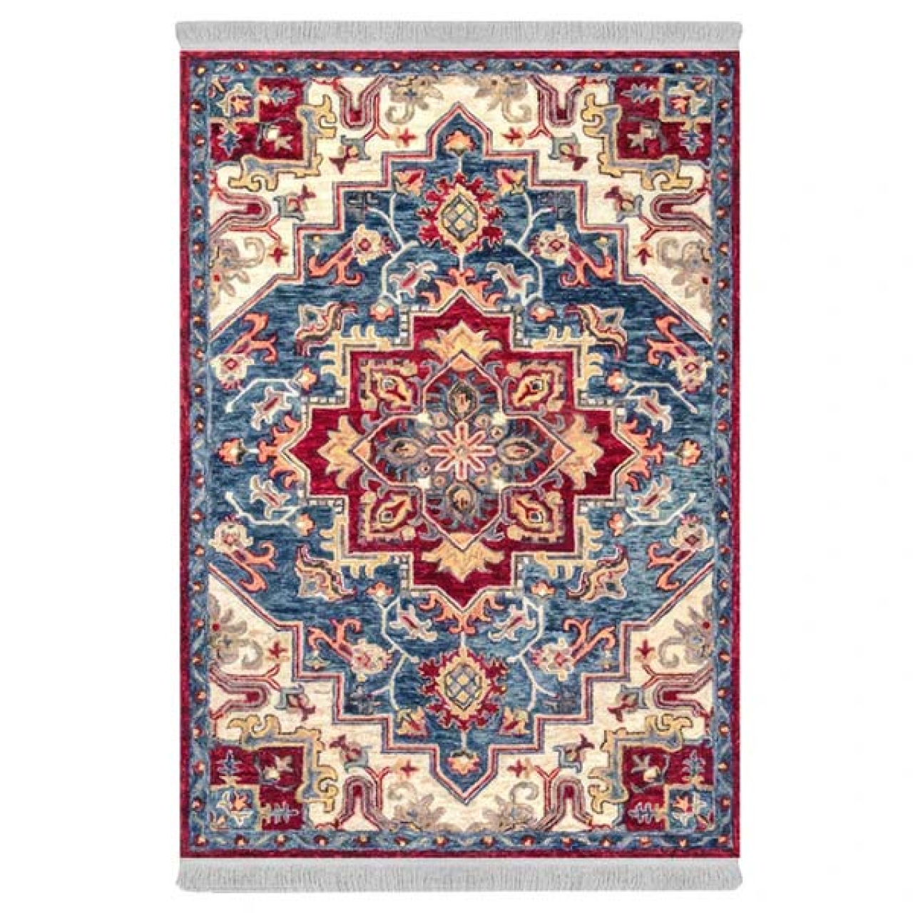 فرش ماشینی 1000 شانه دفه زمینه قرمز حاشیه قرمز مدل ابریشمنما کد 3740