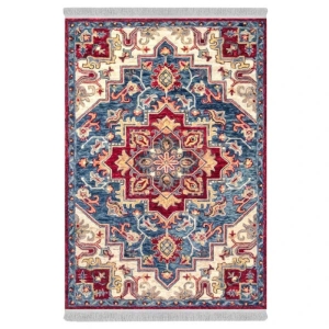 فرش ماشینی 1000 شانه دفه زمینه قرمز حاشیه قرمز مدل ابریشم‌نما کد 3740