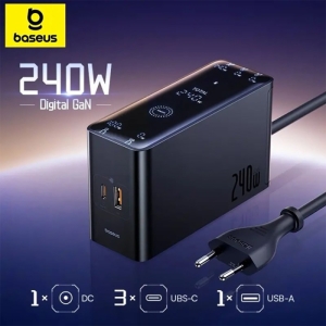  شارژر رومیزی فست تایپ سی، یو اس بی و دی سی 240 وات بیسوس مدل CCGAN240CE 