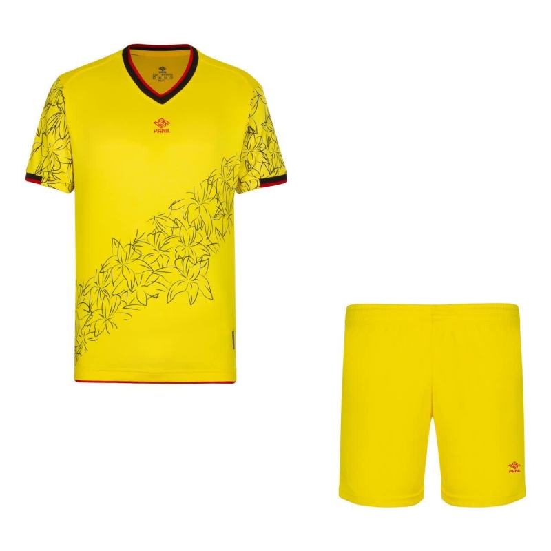 ست تیشرت و شلوارک ورزشی مردانه پانیل کد 1112 زرد