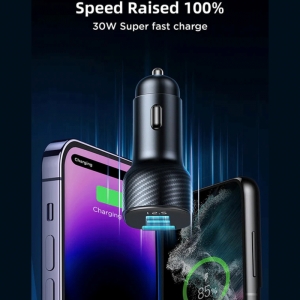  شارژر فندکی فست شارژ ماشین تایپ سی و یو اس بی 30 وات جویروم مدل JR-CCD04 