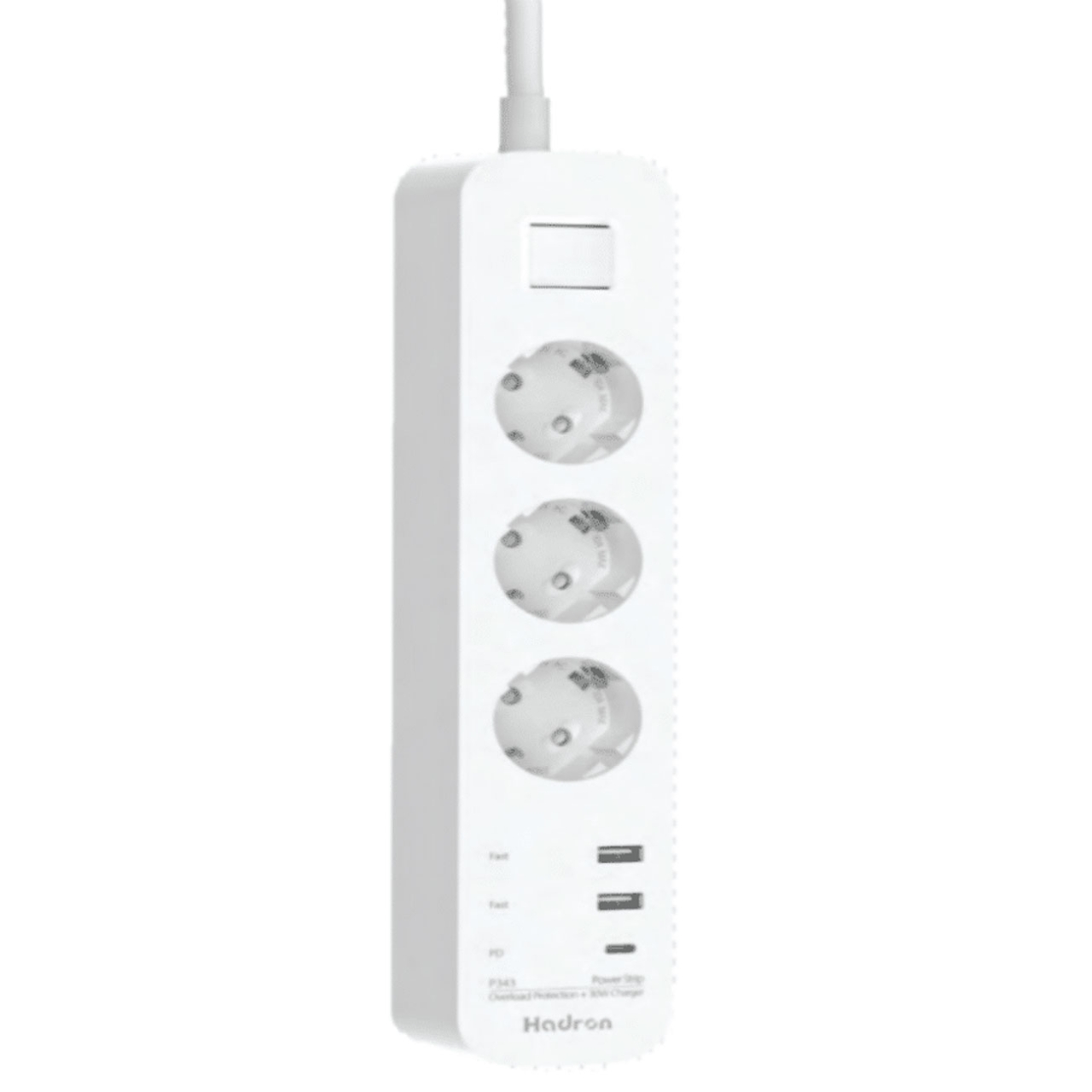  چند راهی برق ارت دار و شارژر 3 سوکت، 2 یو اس بی و 1 تایپ سی هادرون P343 