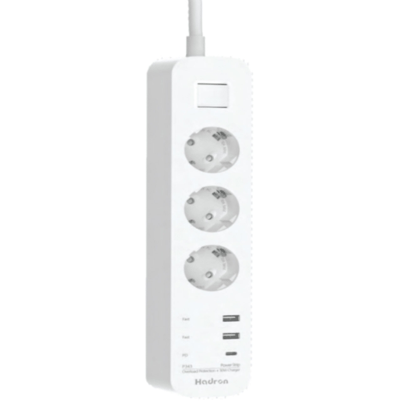  چند راهی برق ارت دار و شارژر 3 سوکت، 2 یو اس بی و 1 تایپ سی هادرون P343 