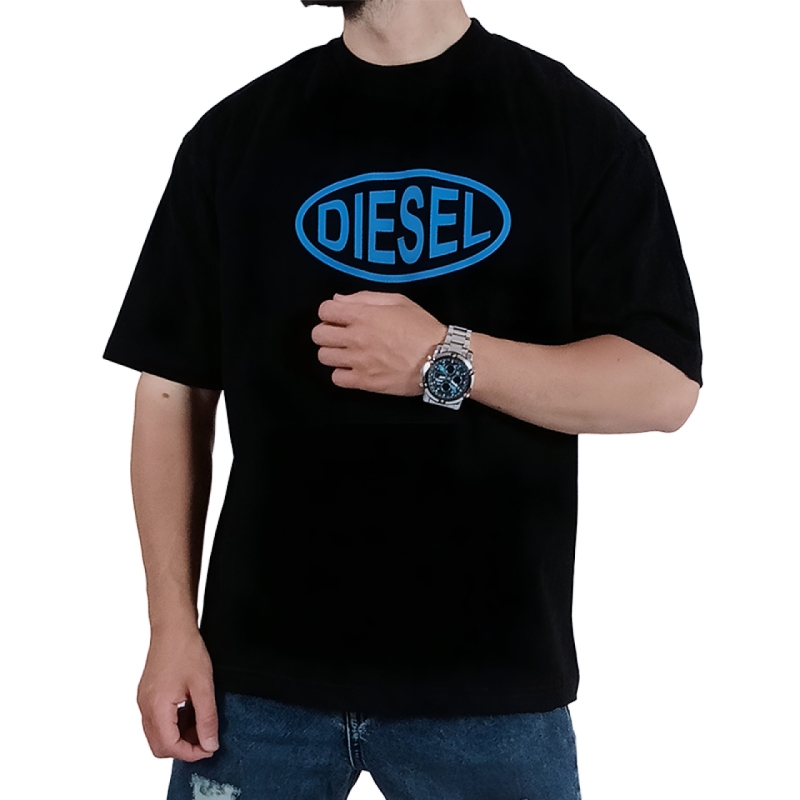 تیشرت آستین کوتاه مردانه مشکی ماکان طرح دیزل