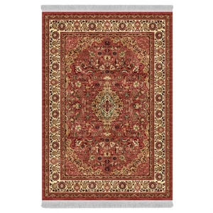 فرش ماشینی 1000 شانه دفه زمینه قرمز حاشیه قرمز مدل ابریشم‌نما کد 3725