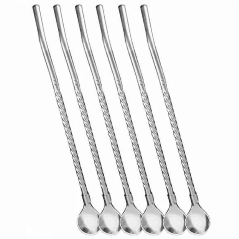 قاشق شربت خوری مدل نی دار بسته 6 عددی