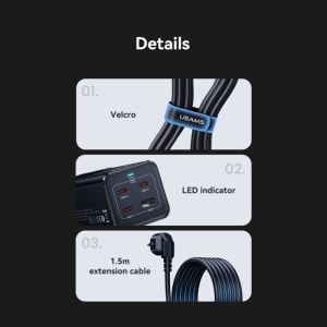  چند راهی برق یک سوکت، 3 تایپ سی و 1 یو اس بی فست شارژ 67 وات یوسامز CC225 