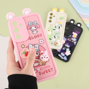 کاور مدل سولید عروسکی برجسته محافظ لنز دار مناسب برای گوشی موبایل سامسونگ مدل Samsung Galaxy A55