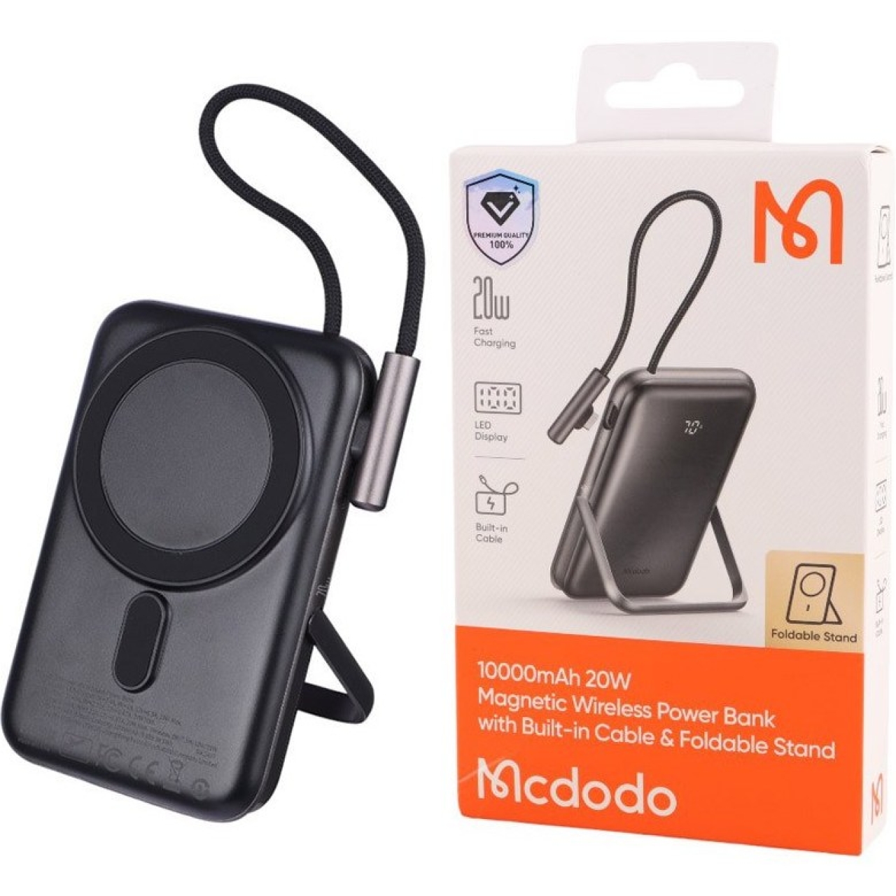 پاور بانک بی سیم 10000 فست شارژ 15 وات تایپ سی 20 وات مک دودو مدل MC-181 PD 20W 