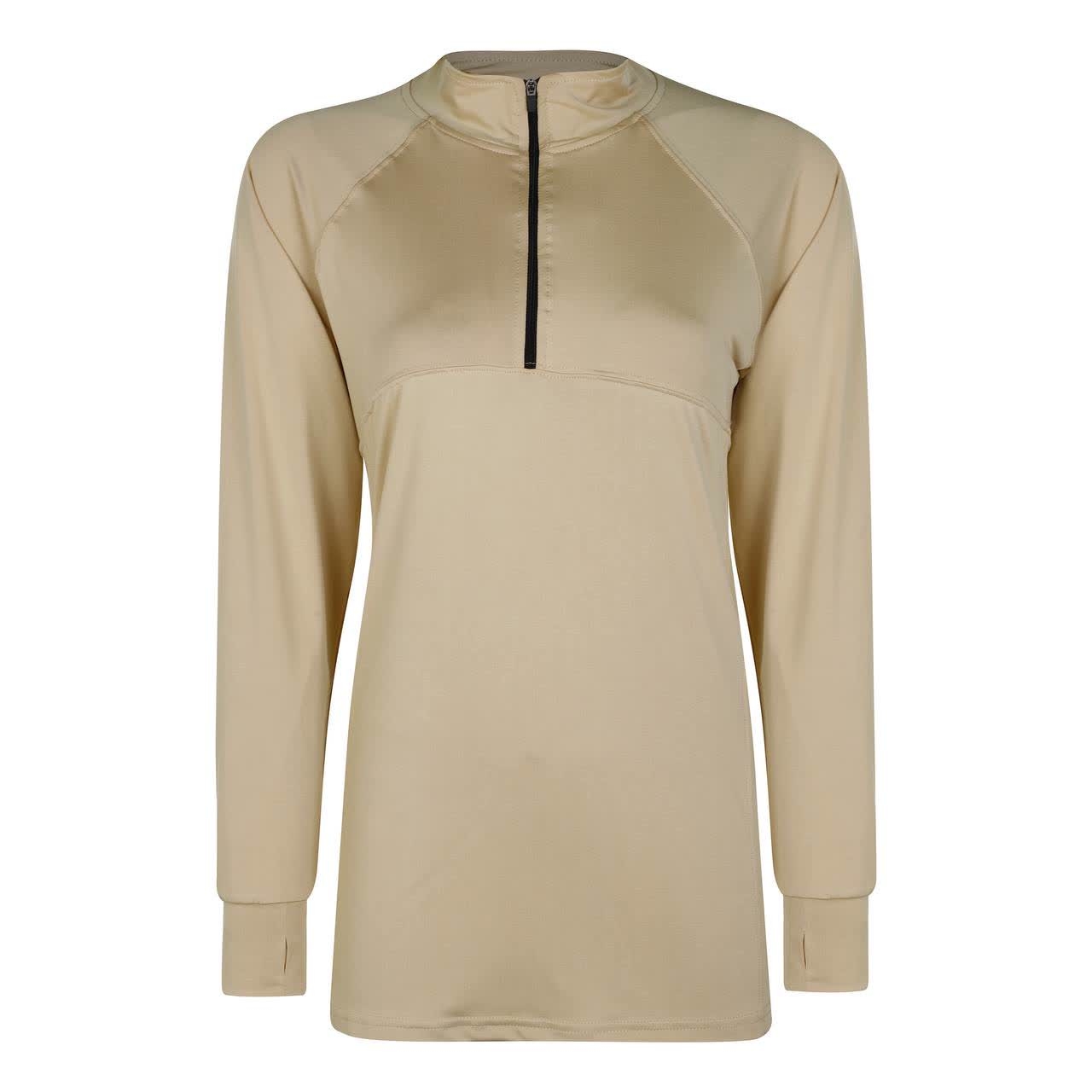 تی شرت آستین بلند ورزشی زنانه پانیل مدل 416 کرم روشن