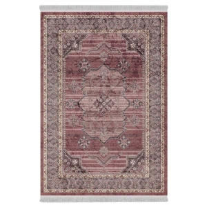 فرش ماشینی 1000 شانه دفه زمینه صورتی حاشیه صورتی مدل کد 