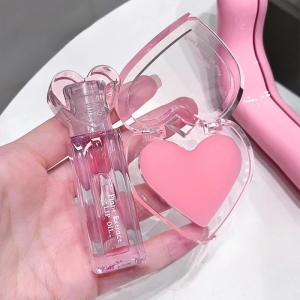 ست لیپ اویل و بالم لب gege bear مدل قلبی صورتی 