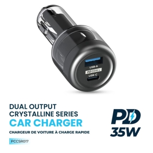  شارژر فندکی فست شارژ ماشین تایپ سی 35 وات طرح شفاف پاورولوژی مدل PCCSR017 