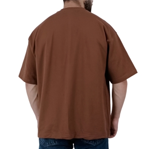 تیشرت آستین کوتاه مردانه قهوه ای طرح ساده
