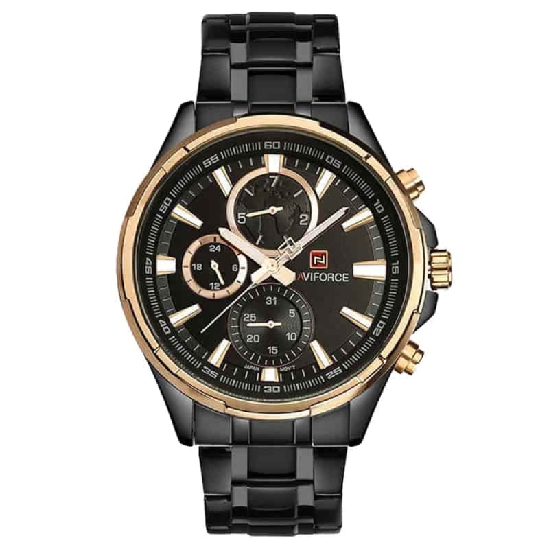 ساعت مچی عقربه‌ای مردانه  کوارتز نیوی فورس مدل naviforce nf9089-GP