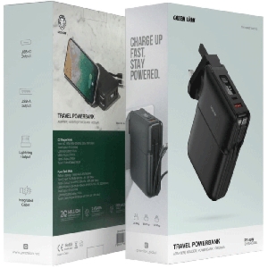 پاور بانک 10000 تایپسی، یواسبی و لایتنینگ 20 وات گرین لاین مدل GNTRVB10KBK
