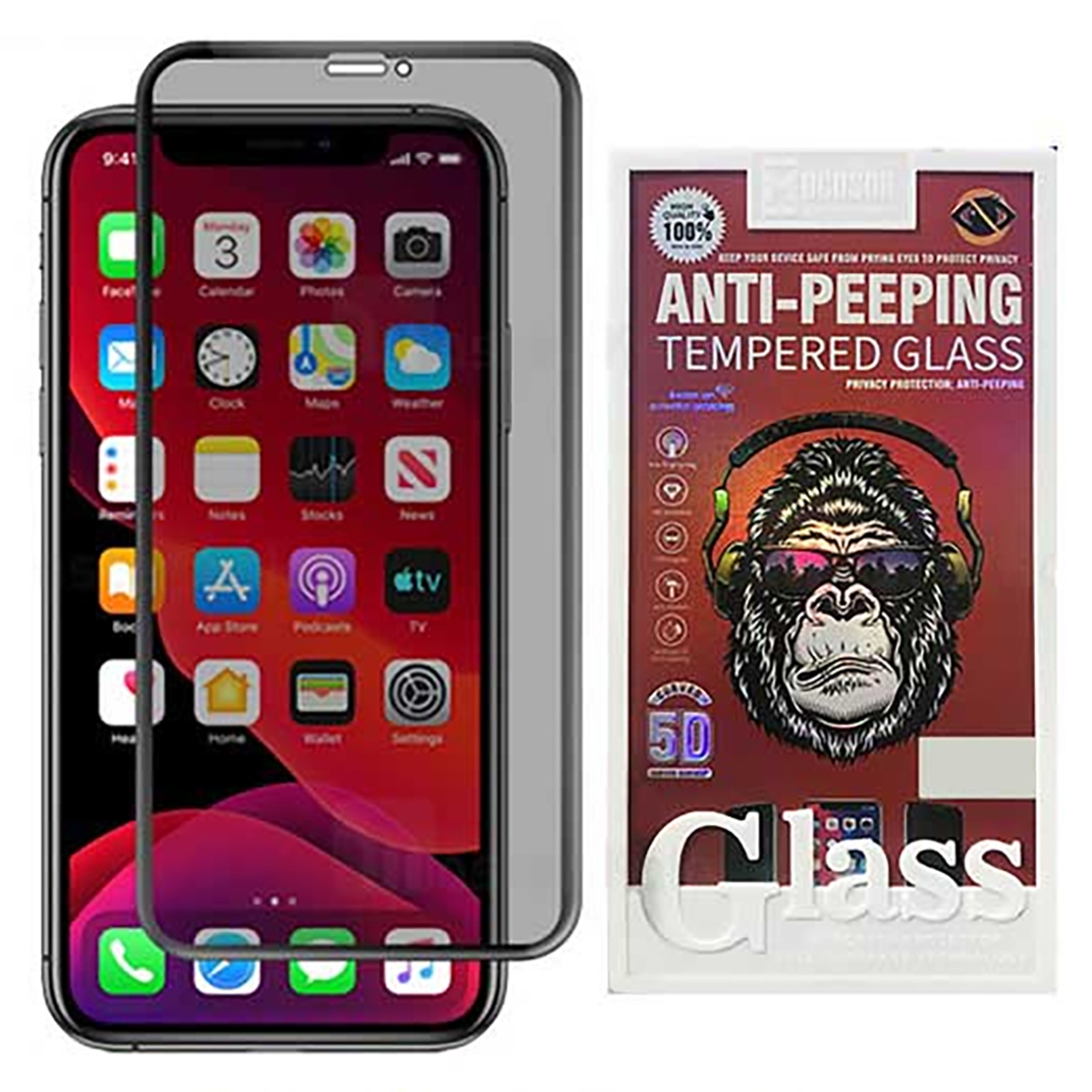 گلس پرایوسی آیفون 15 پرو 5 بعدی موکوسون Tempered Glass