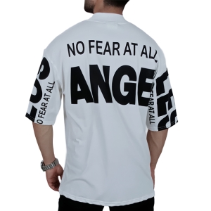 تیشرت آستین کوتاه مردانه سفید طرح LA