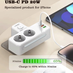 چند راهی برق ارتدار یواسبی و تایپسی 20 وات الدینیو مدل SE2337