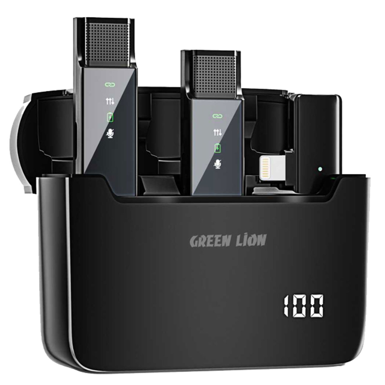 میکروفون بی سیم یقهای لایتنینگ گرین مدل GN2IN1DDMLTBK