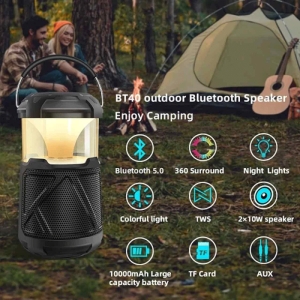  اسپیکر بلوتوثی و لامپ کمپینگ شارژی قابل حمل پرووان مدل PSB4905 