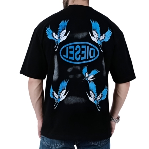 تیشرت آستین کوتاه مردانه مشکی ماکان طرح دیزل