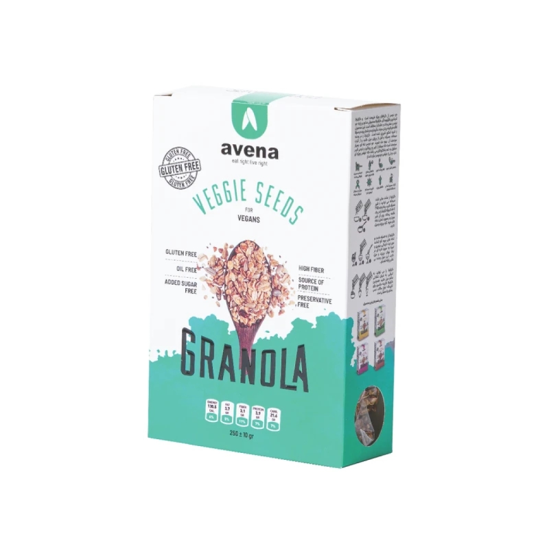 گرانولای وگان جودوسر و شیره انگور و دانه چیا و کنجد و تخم آفتابگردان اونا حجم 250 گرم