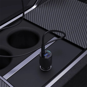  شارژر فندکی فست شارژ ماشین تایپ سی و یو اس بی 85 وات پاورولوژی مدل PCCSR014 