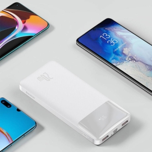  پاوربانک فست شارژ تایپ سی و یو اس بی 20 وات 20000 بیسوس با کابل میکرو یو اس بی 25 سانتی‌متری  مدل PPBD050302 