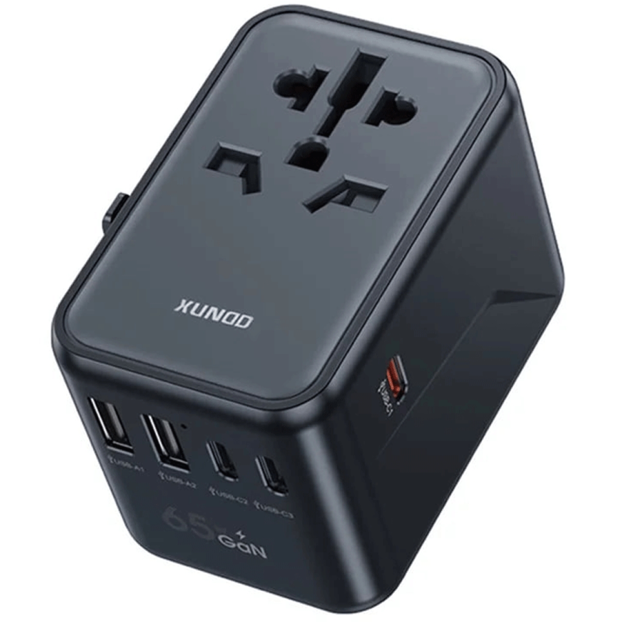  چندراهی برق و شارژر دیواری جهانی یک سوکت، سه تایپ‌سی و دو یو‌اس‌بی 65 وات یاندو مدل XDCH-072 