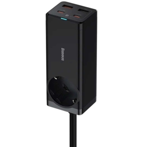  چندراهی برق یک سوکت، دو یو اس بی و دو تایپ سی 65 وات شارژ سریع رومیزی بیسوس مدل CCGAN65-1ACE BS-PSZM000901 