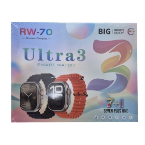 ساعت هوشمند الترا مدل RW-70 ULTRA3 با 7 بند ساعت فلزی و سیلیکون