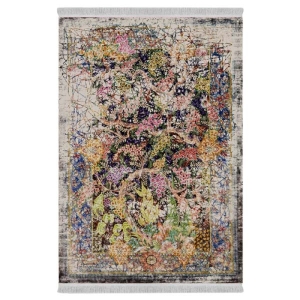 فرش ماشینی 1000 شانه دفه زمینه خاکستری حاشیه خاکستری مدل ابریشم‌نما کد 0166