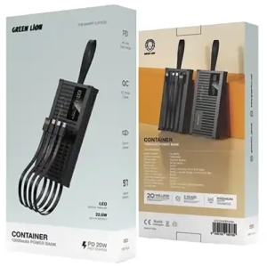 پاوربانک 10000 تایپ سی، لایتنینگ، میکرو یواسبی و یواسبی 22.5 وات گرین GNCONPB10KBK