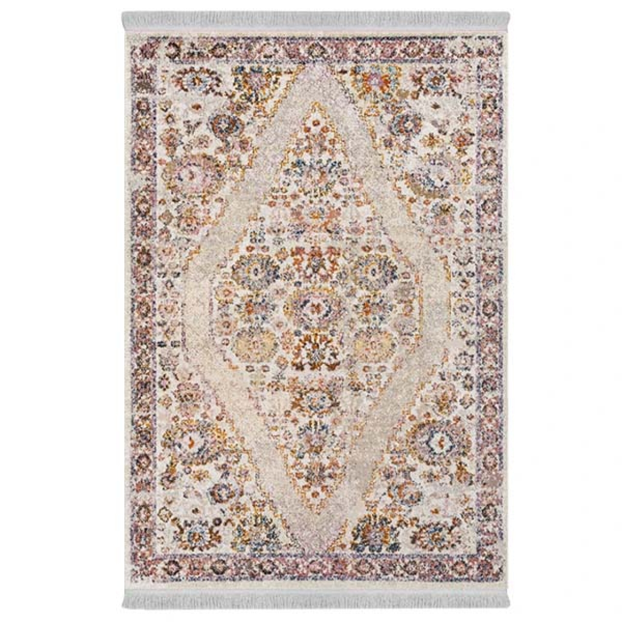 فرش ماشینی 1000 شانه دفه زمینه صورتی حاشیه صورتی مدل ابریشمنما کد 2046