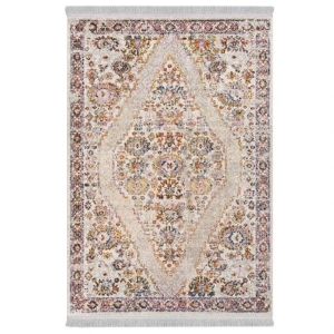 فرش ماشینی 1000 شانه دفه زمینه صورتی حاشیه صورتی مدل ابریشم‌نما کد 2046