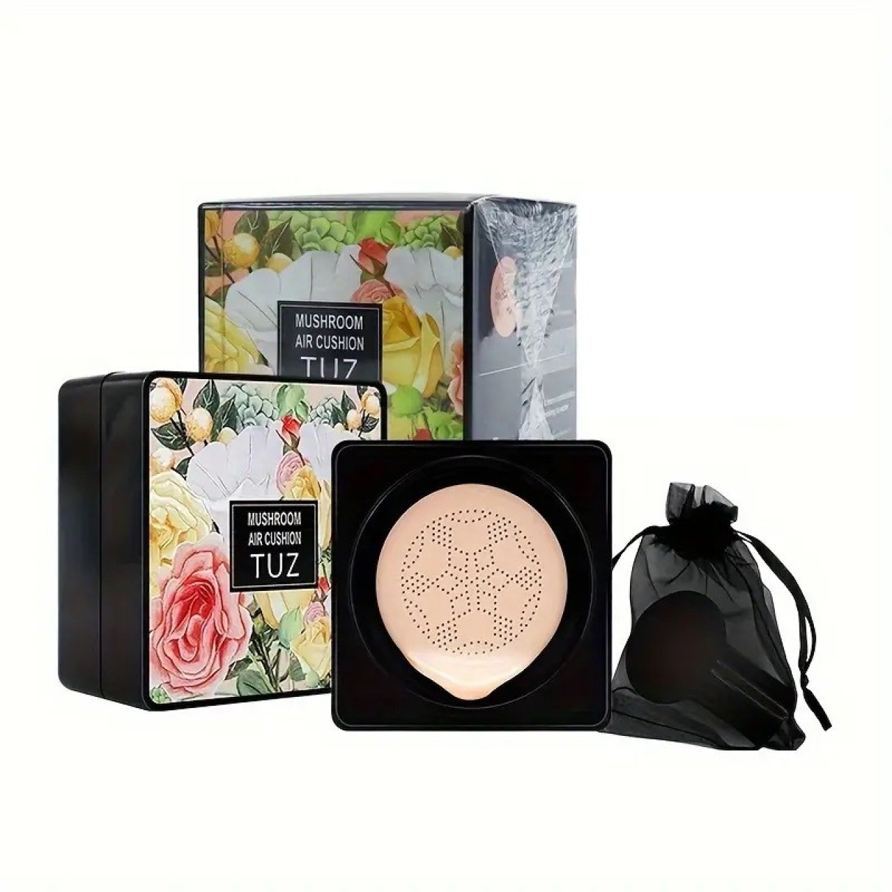 کوشن توز مدل گل به همراه پد قارچی وزن 15 گرم شماره 01 رنگ بژ روشن