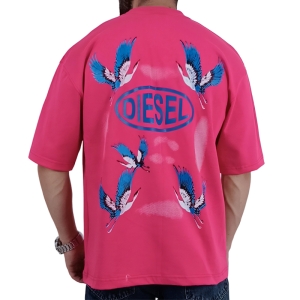 تیشرت آستین کوتاه مردانه صورتی ماکان طرح دیزل