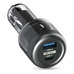  شارژر فندکی فست شارژ ماشین تایپ سی 35 وات طرح شفاف پاورولوژی مدل PCCSR017 