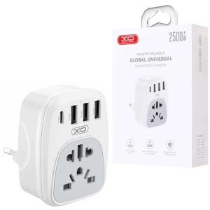  چندراهی برق و شارژر دیواری یک سوکت جهانی، 3 یو‌اس‌بی و 1 تایپ‌سی 15 وات ایکس‌او مدل WL26 