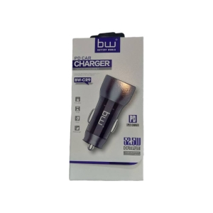 شارژر فندکی 52.5 وات فست و PD دو پورت bw مدل bw cr9