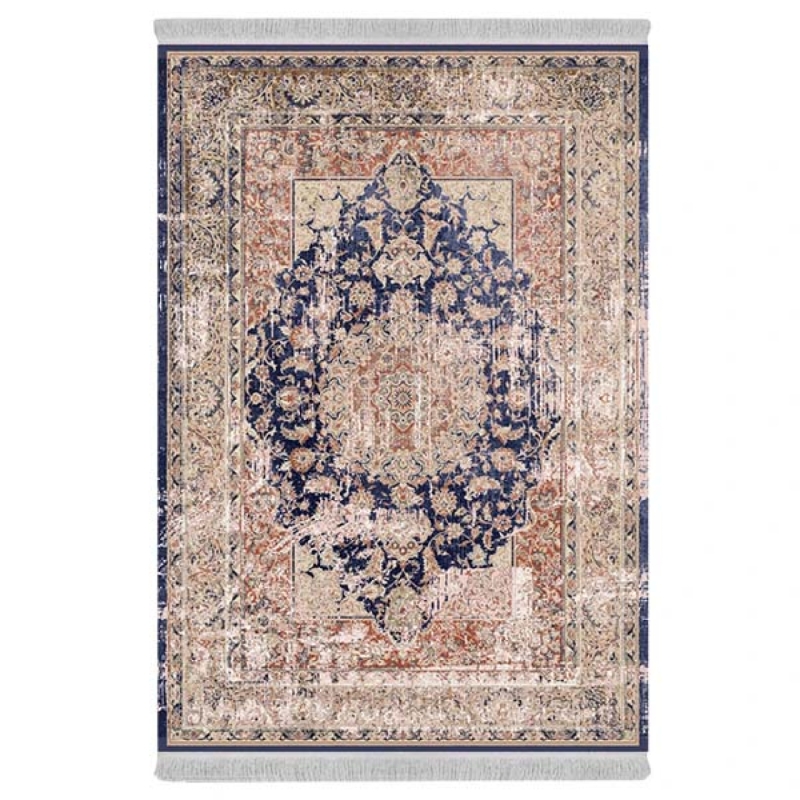 فرش ماشینی 1000 شانه دفه زمینه کرم حاشیه کرم مدل ابریشمنما کد 0570