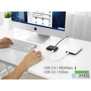  پاورهاب یو اس بی 4 پورت یک متر یوگرین مدل Ugreen CR113 20291 USB 3.0 HUB 4 port 