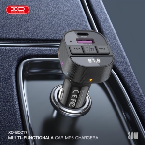  شارژر فندکی فست شارژ ماشین 30 وات و گیرنده بلوتوث خودرو با کابل دو سر تایپ سی ایکس او مدل BCC17 
