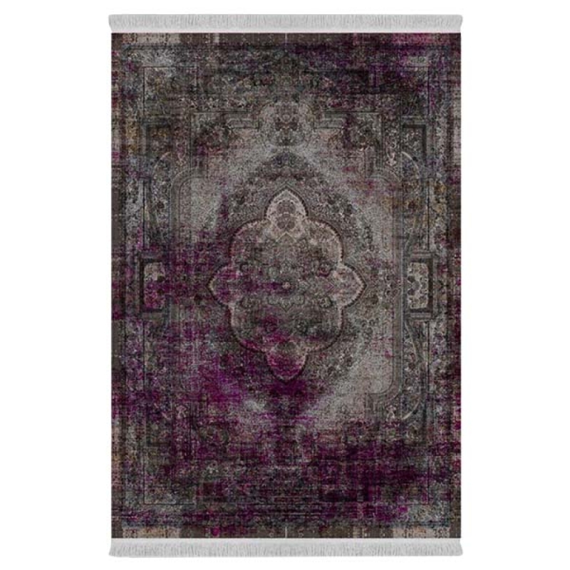 فرش ماشینی 1000 شانه دفه زمینه بنفش حاشیه بنفش مدل ابریشمنما کد 2063