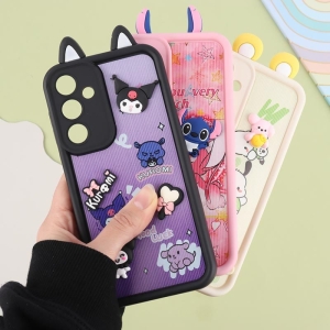 کاور مدل سولید عروسکی برجسته محافظ لنز دار مناسب برای گوشی موبایل سامسونگ مدل Samsung Galaxy A55