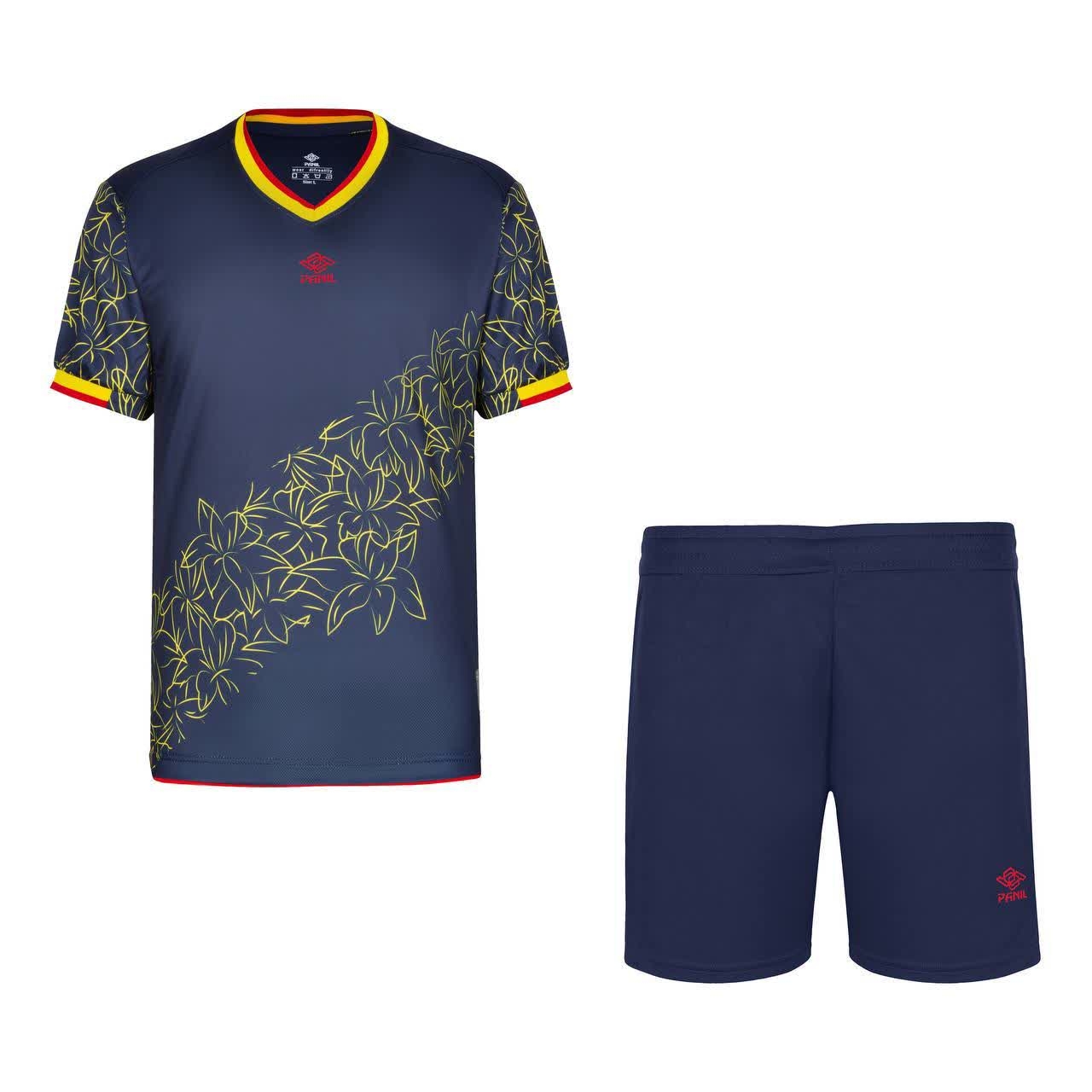 ست تیشرت و شلوارک ورزشی مردانه پانیل مدل 1112 سرمه ای