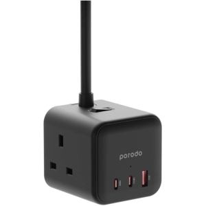  مبدل و چندراهی برق 3250 وات 3 سوکت، یک یو اس بی، دو تایپ سی 65 وات پورودو مدل PD-FWCH017-BK 